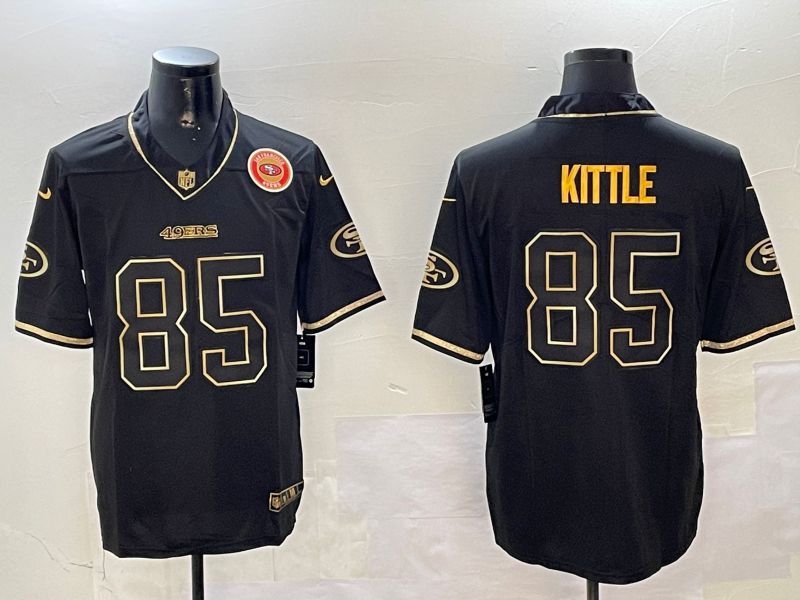 Men San Francisco 49ers 85 Kittle Black Gold Throwback 2024 Nike Limited NFL Jersey style 6
